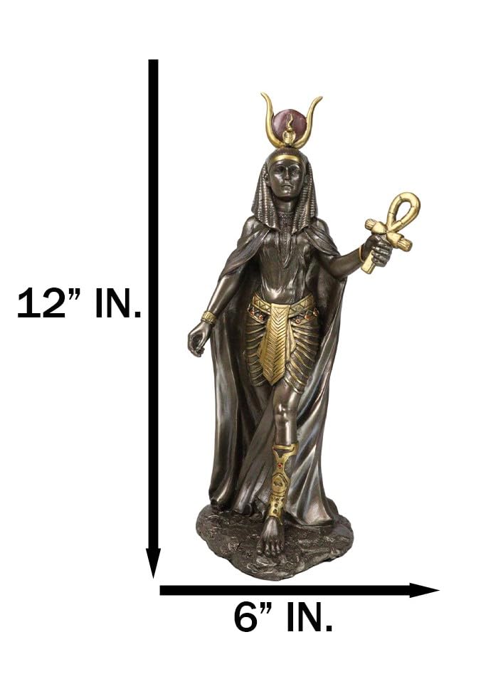 Ebros Gift Ebros Egyptian Deity Goddess Hathor Holding Ankh Statue 11" Tall Patroness of Motherhood Joy Love and Feminism Classical Egypt Decor Home Office Library Study Historical Sculpture - Image 2